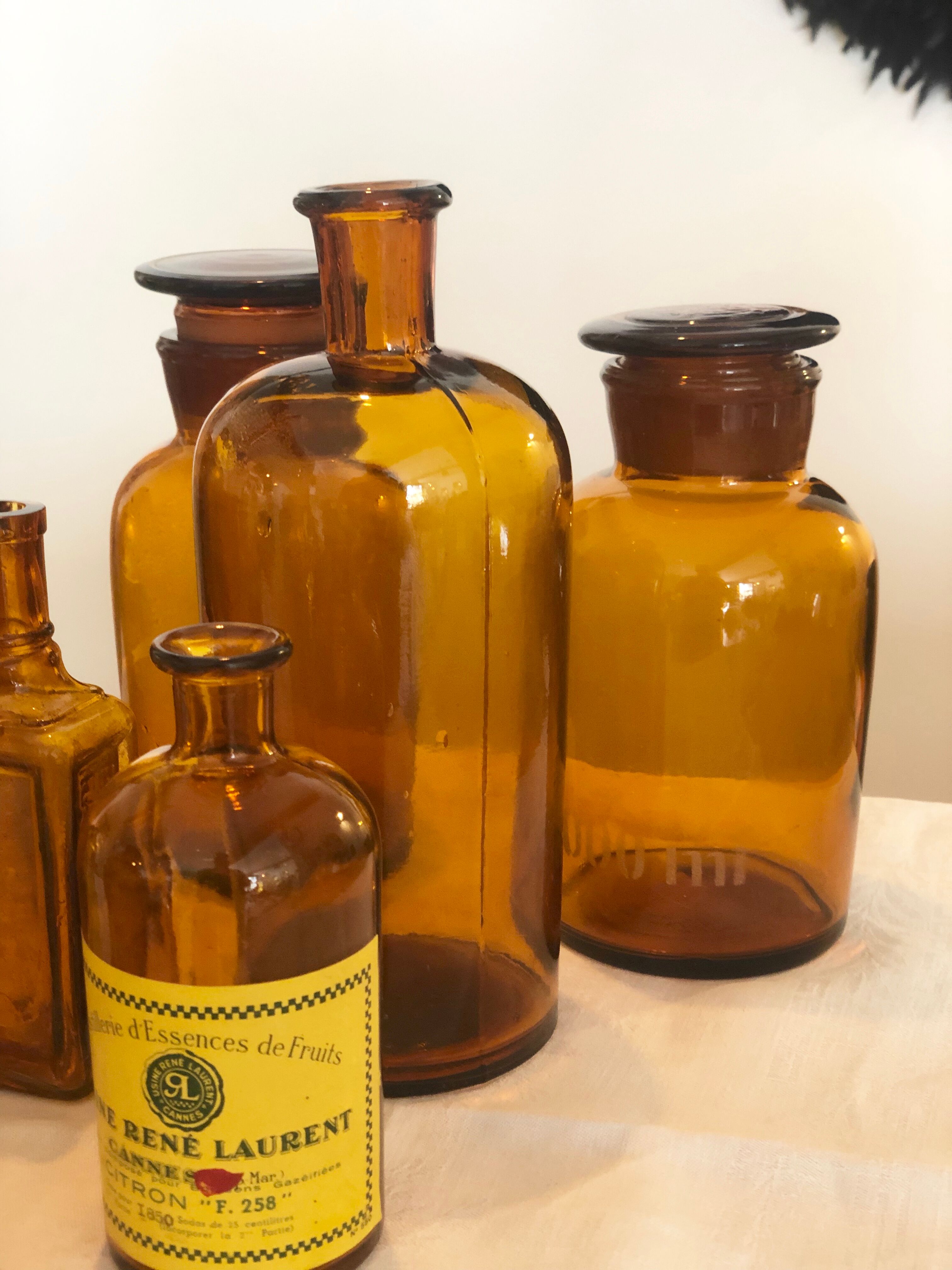 Set of nine bottles of apothecary
