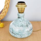 Pied de lampe en grès émaillé bleu signé années 60 ou 70
