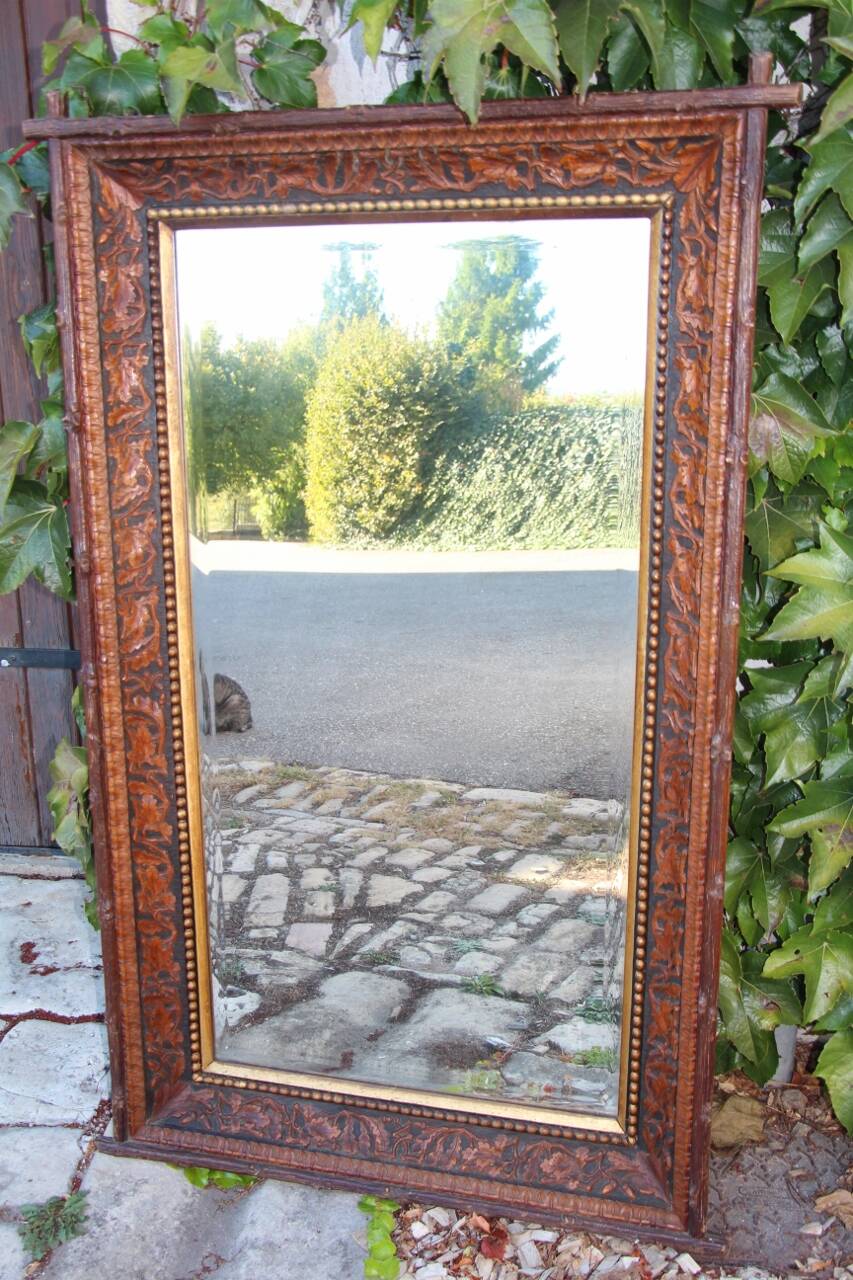 Black Forest Style Mirror XIX Century Attributed to the Levera Brothers in Turin