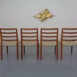 Vintage Danish 85 Dining Chairs in Teak and Wool by Niels Otto Møller for J.L. Møllers, 1960s, Set of 4