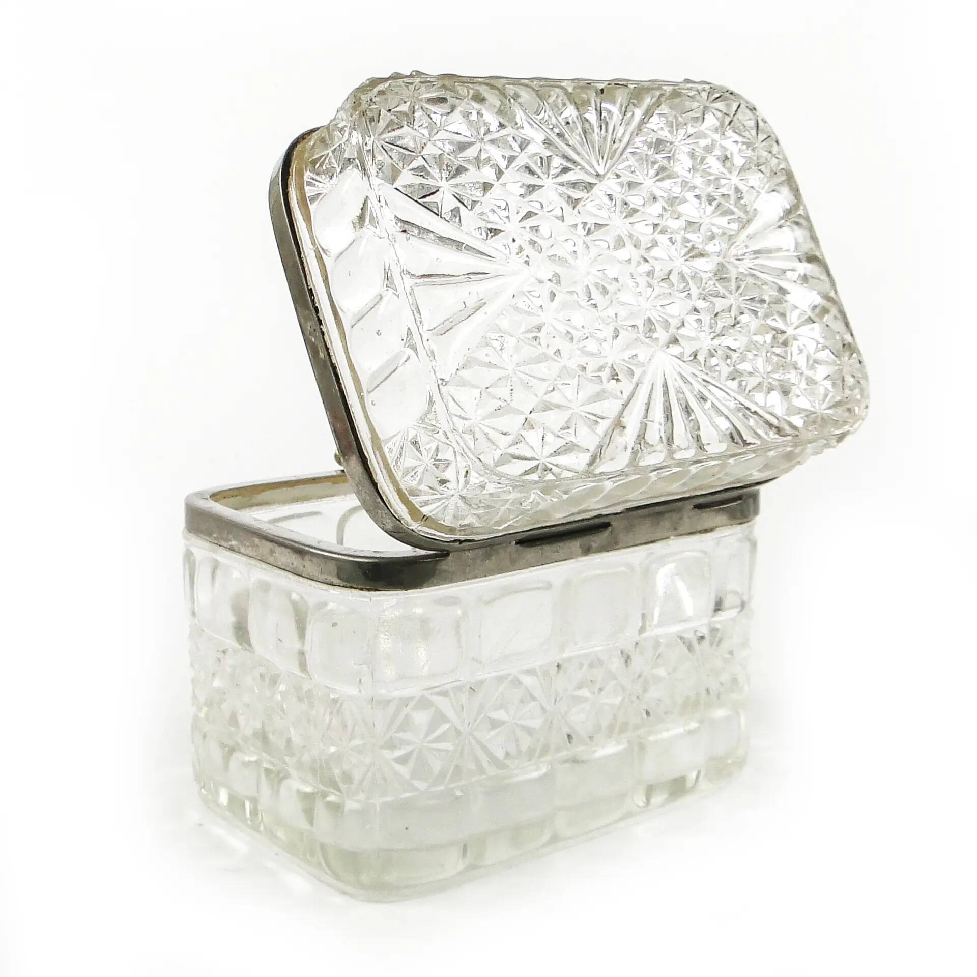 Bonbonnière Art Déco, verre pressé, HSG Ząbkowice, Pologne, années 1930