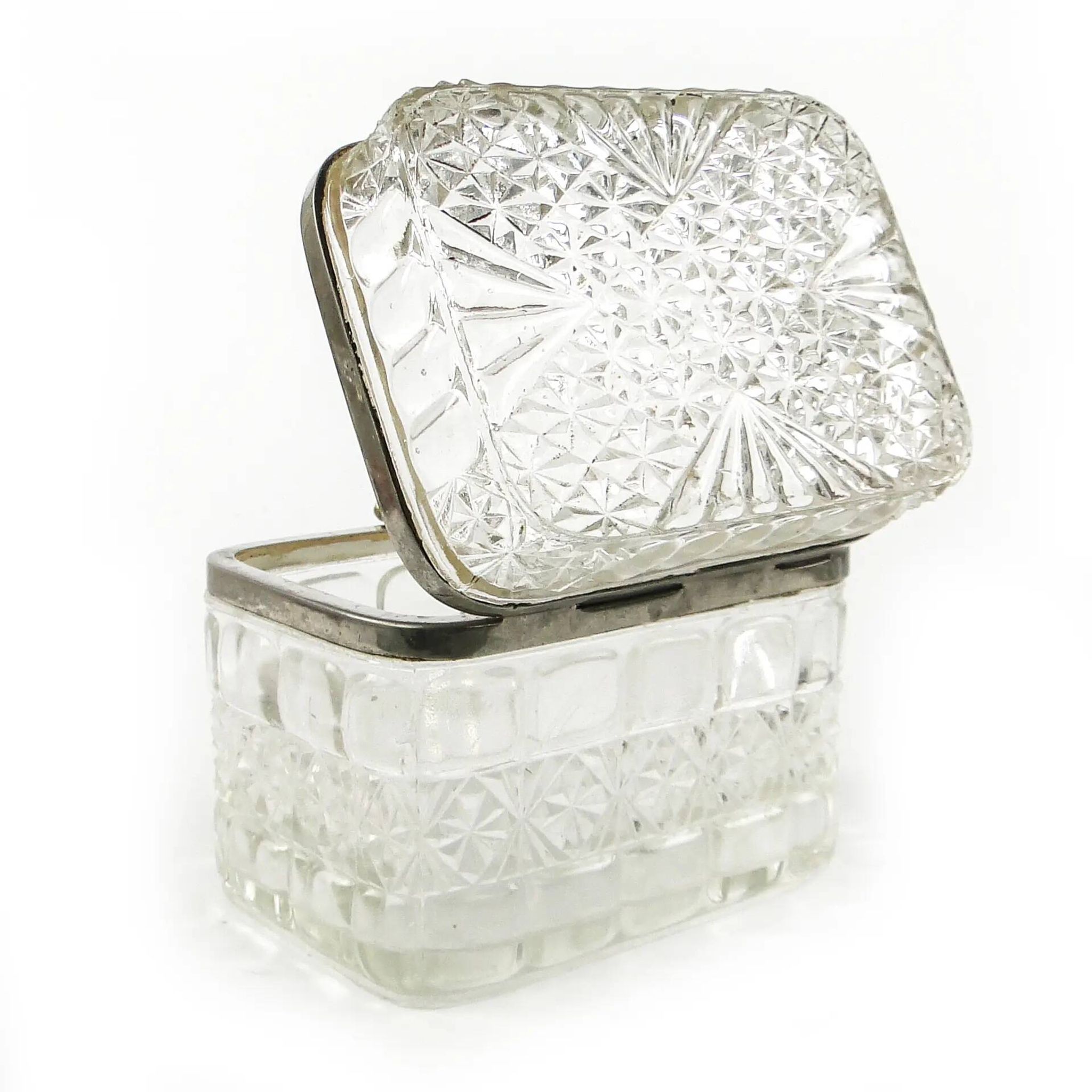 Art Deco bonbonniere, pressed glass, HSG Ząbkowice, Poland, 1930s
