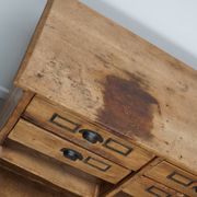 Vintage rustic German pine apothecary cabinet / shop counter, 1930s
