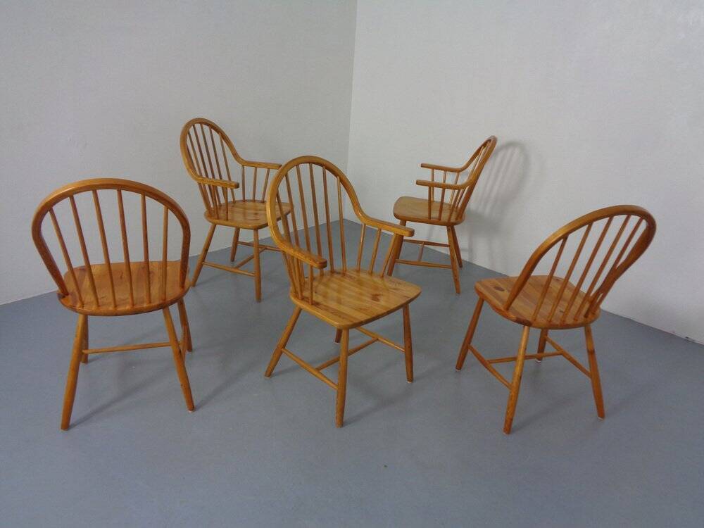 Pine Chairs by Erik Ole Jørgensen, Set of 5