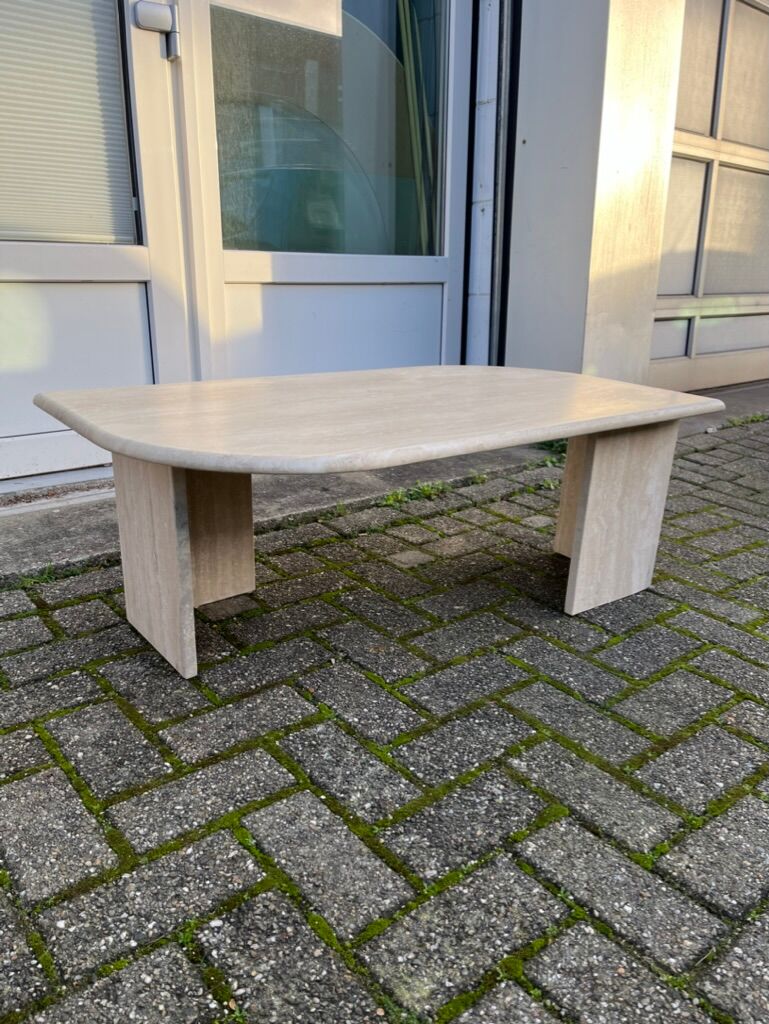 Vintage travertine teardrop coffee table