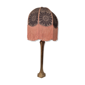 Lampe à poser bronze 1930 abat jour au crochet