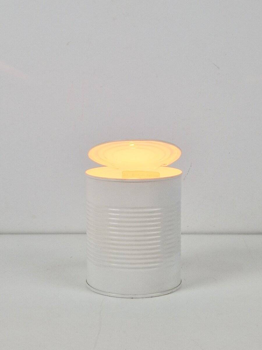Pop Art White Metal Can Table Lamp by Vrieland, 1970s
