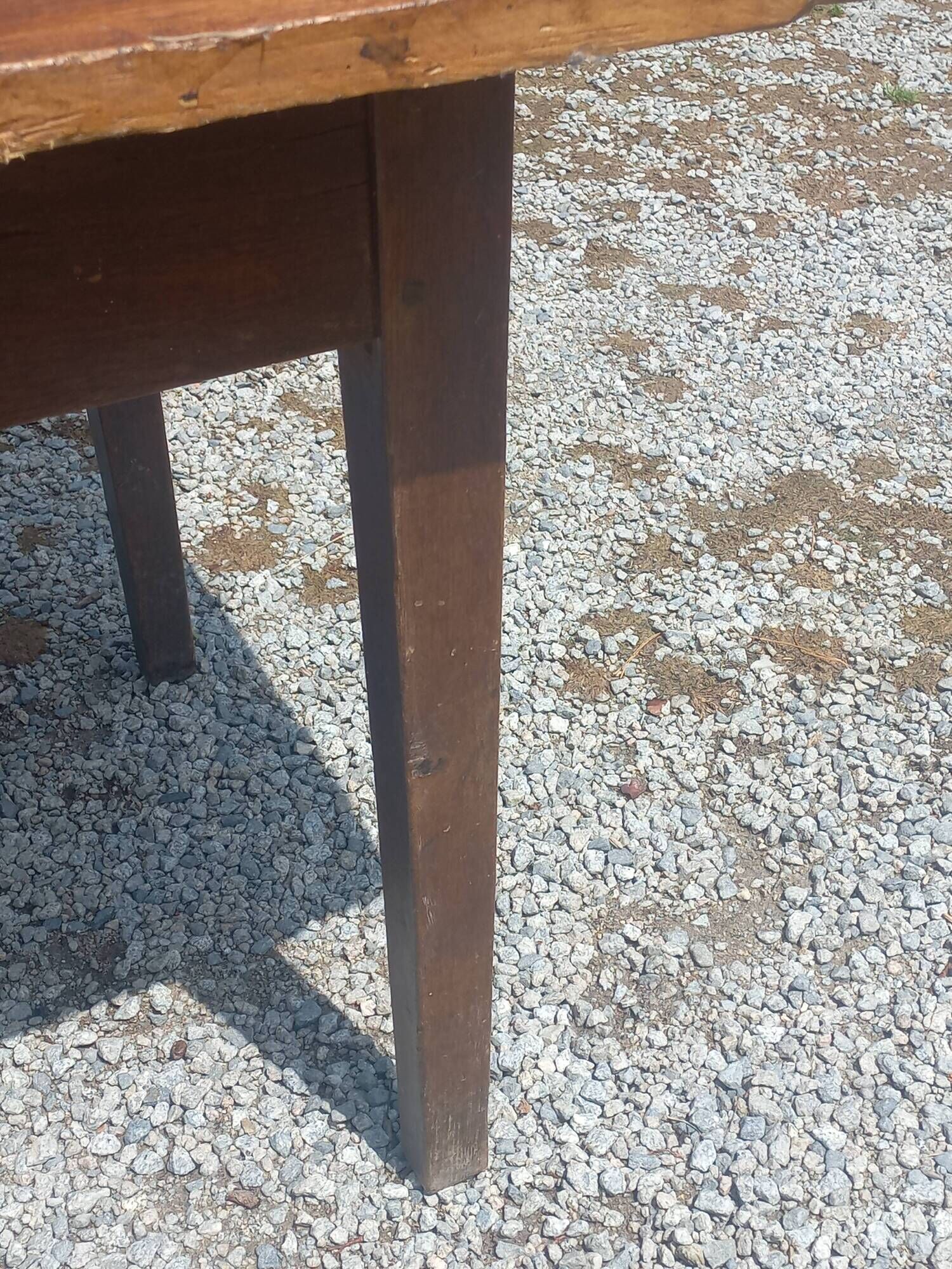 19th century farmhouse table in oak and poplar with spindle legs 198cm