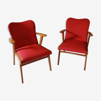 Pair of red skai bridge chairs