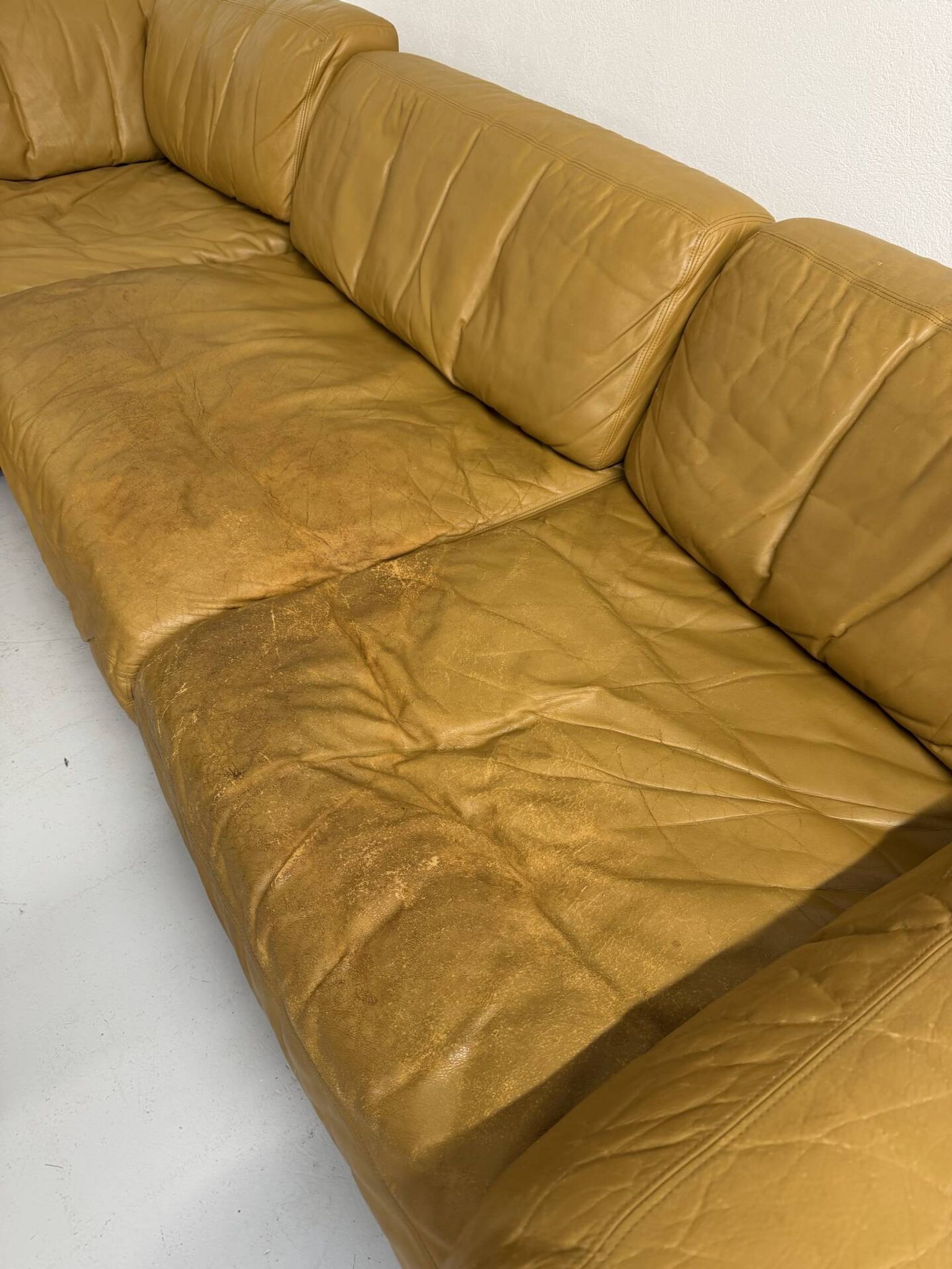 Large modular corner sofa De Sede DS-76, 6 vintage leather modules