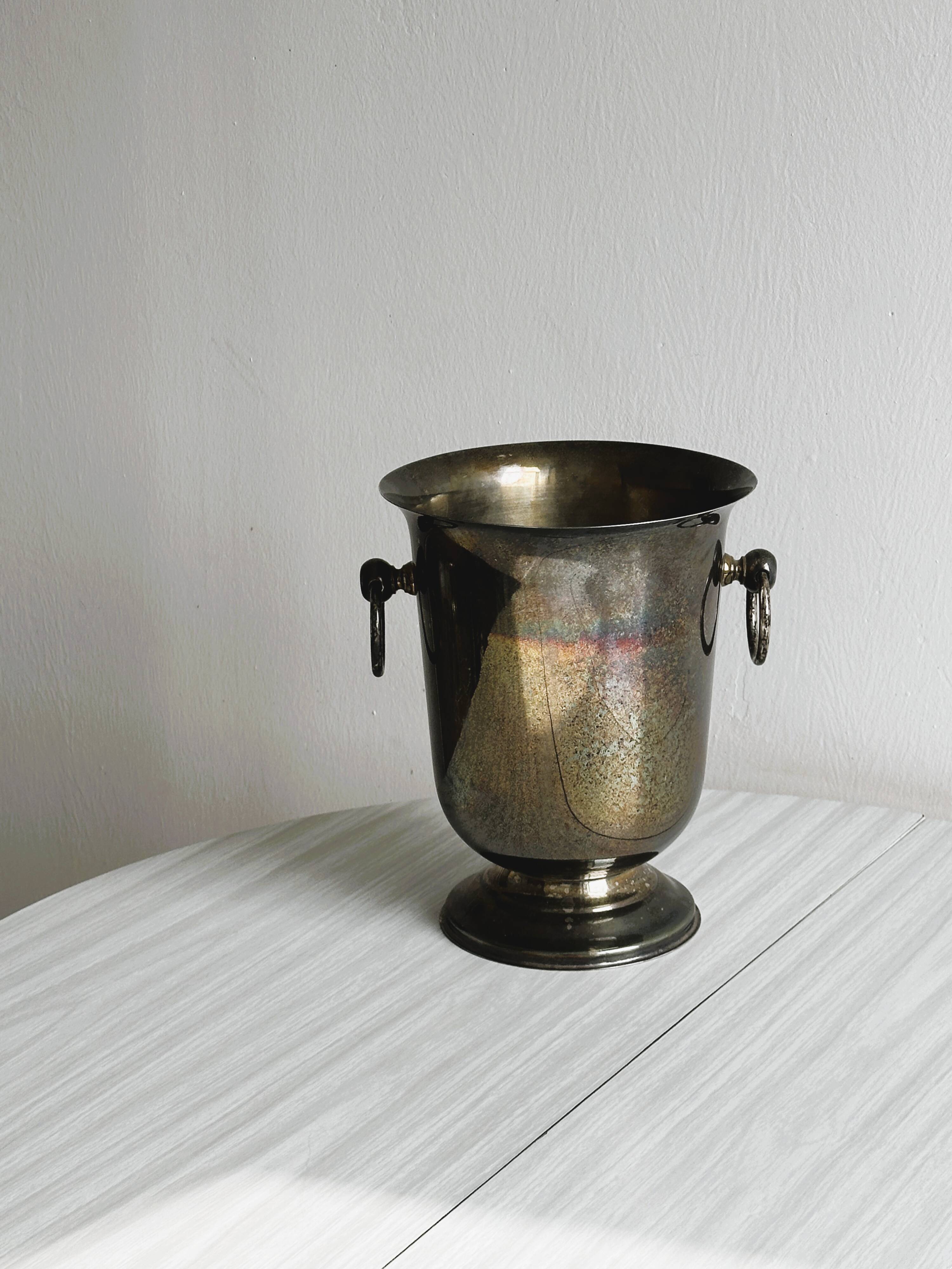 Antique patinated, hallmarked champagne bucket