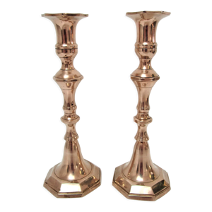 Paire de bougeoirs laiton