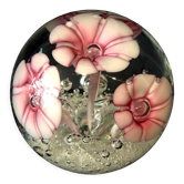 Sulfure presse papier transparent et rose violace decor floral