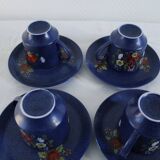 Vintage coffee set - blue and red flower patterns