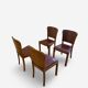 Set of 4 Art Deco dining chairs in walnut, Italy, 1930s-1940s.