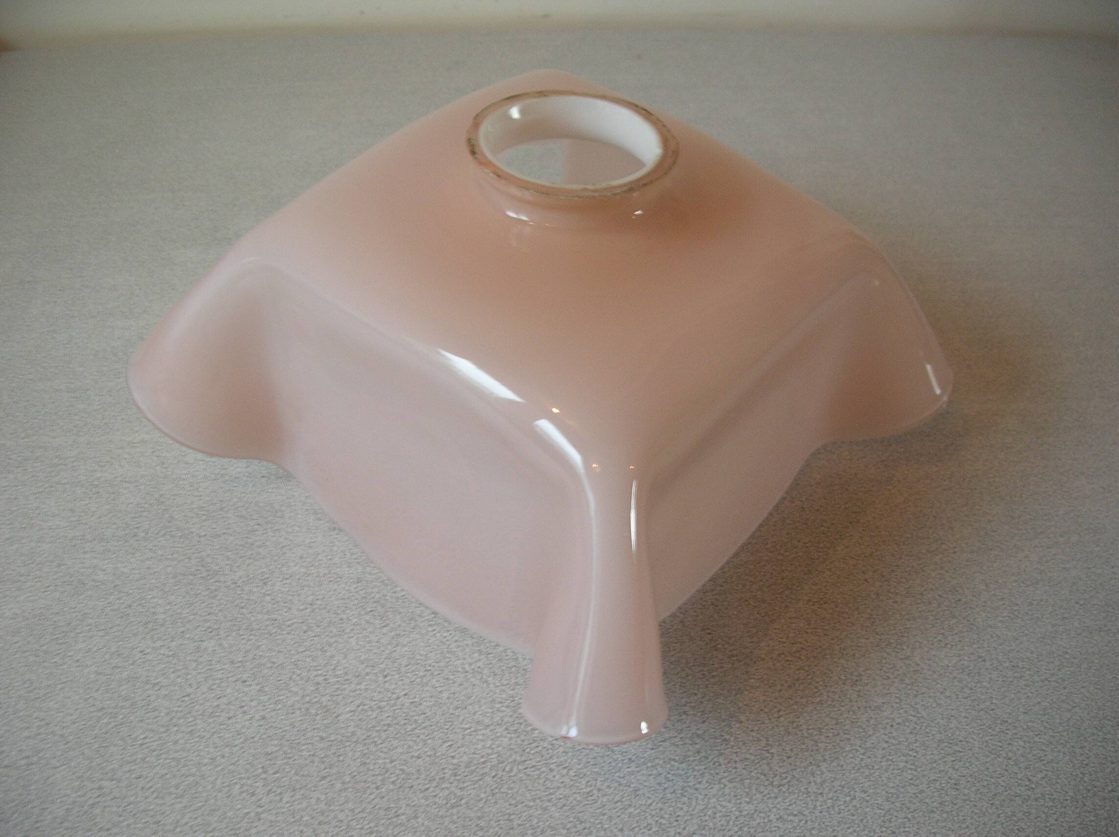 Old lampshade suspension ceiling light in pearl pink glass 26 cm vintage retro decoration