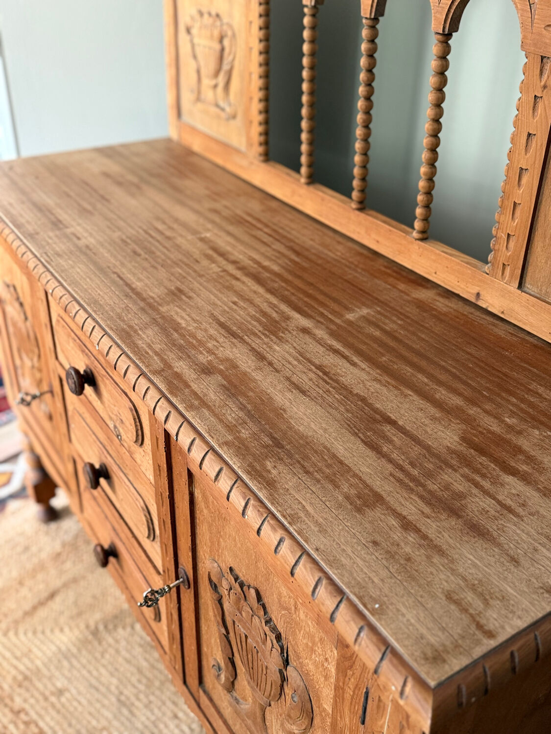 Carved wooden sideboard