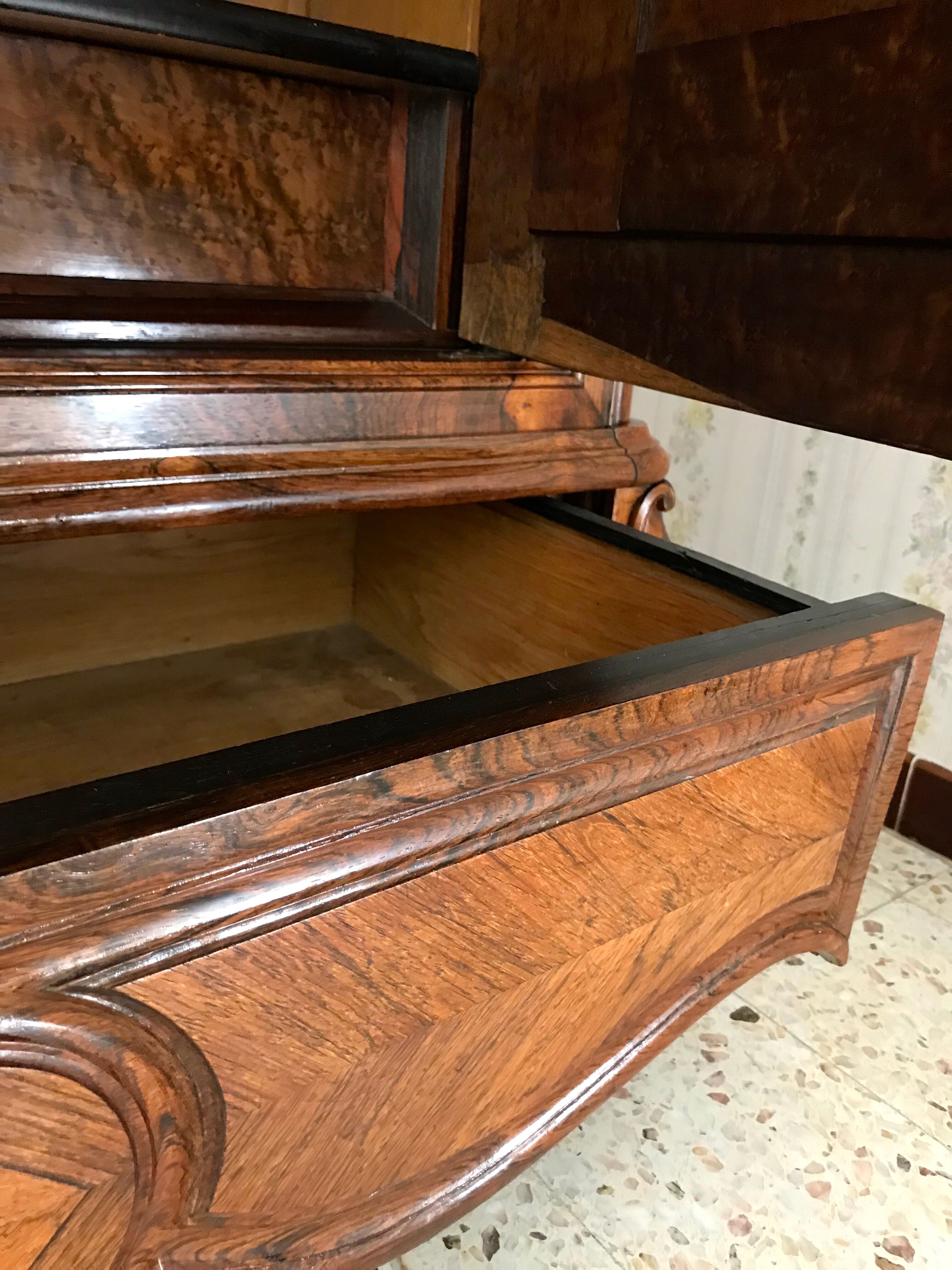 Bonnetière antique wardrobe with beveled ice interior elm magnifying glass style rocaille louis xv