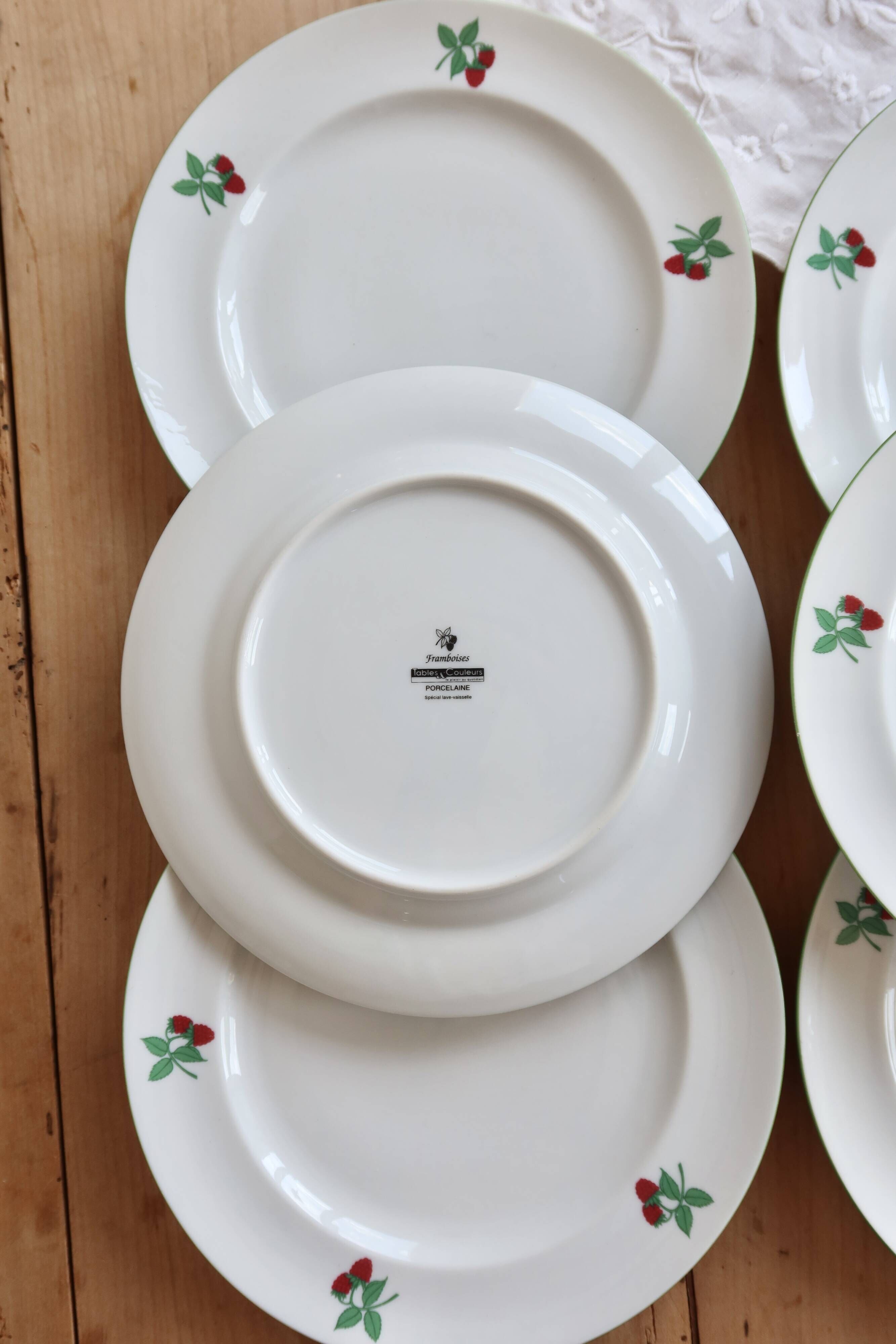 6 vintage dessert plates porcelain Table et Couleurs Raspberry model