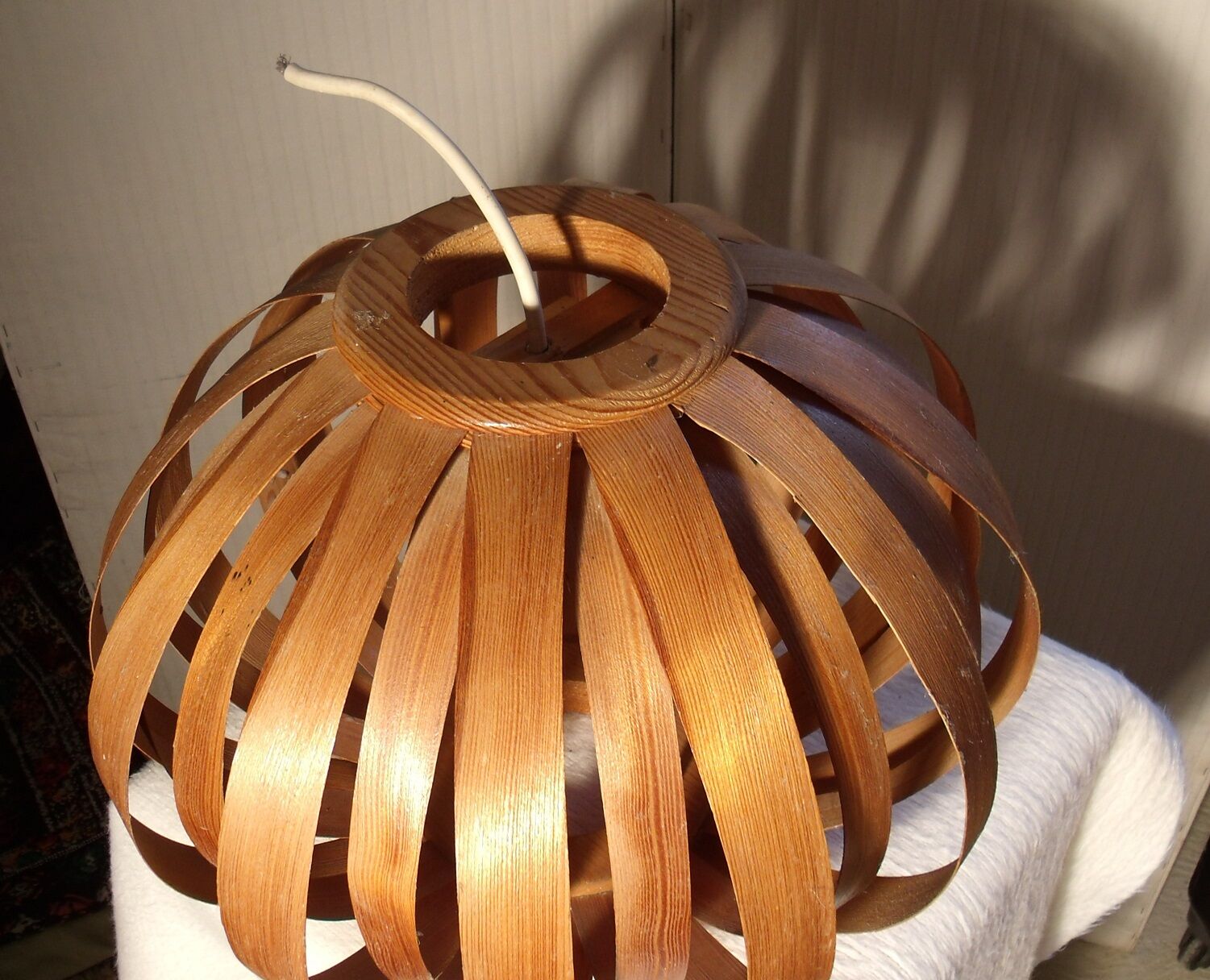 Suspension lustre scandinave bois vintage