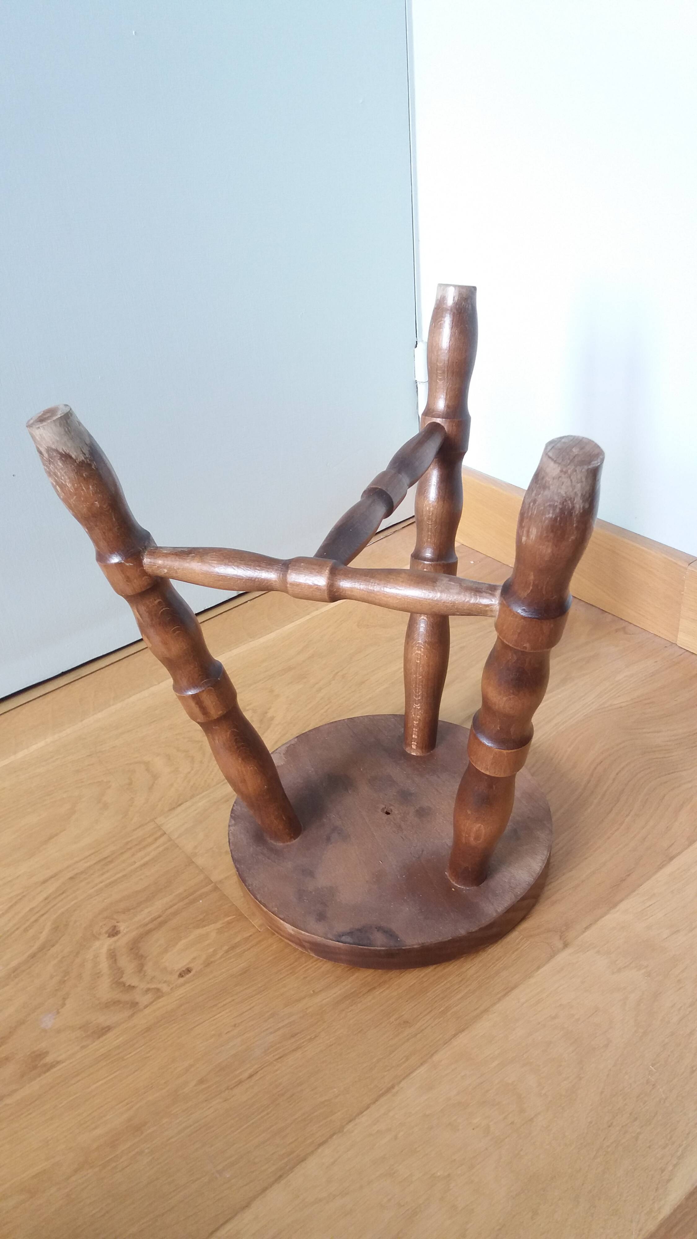 Turned wooden stool