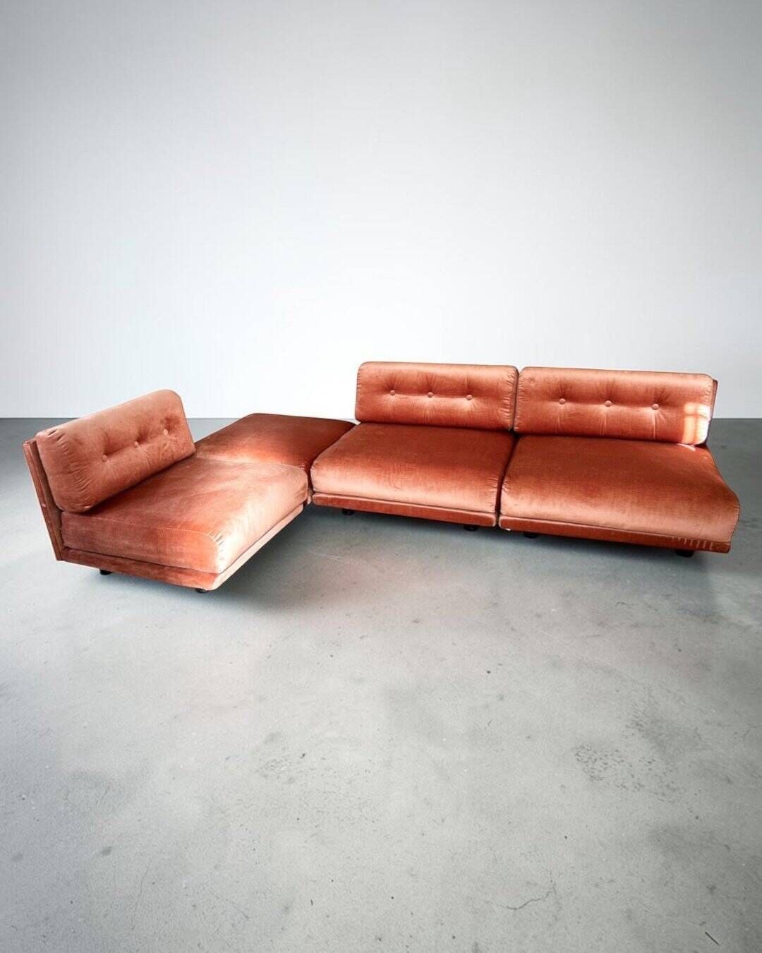 Canapé modulaire Salpol en velours Dralon (Bayer), Italie 1970