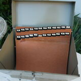 large metal office filing box with handles