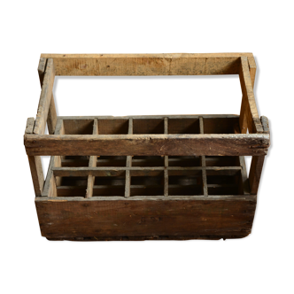 Old wooden bottles box