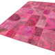 Handmade anatolian overdyed 200 cm x 300 cm pink patchwork carpet