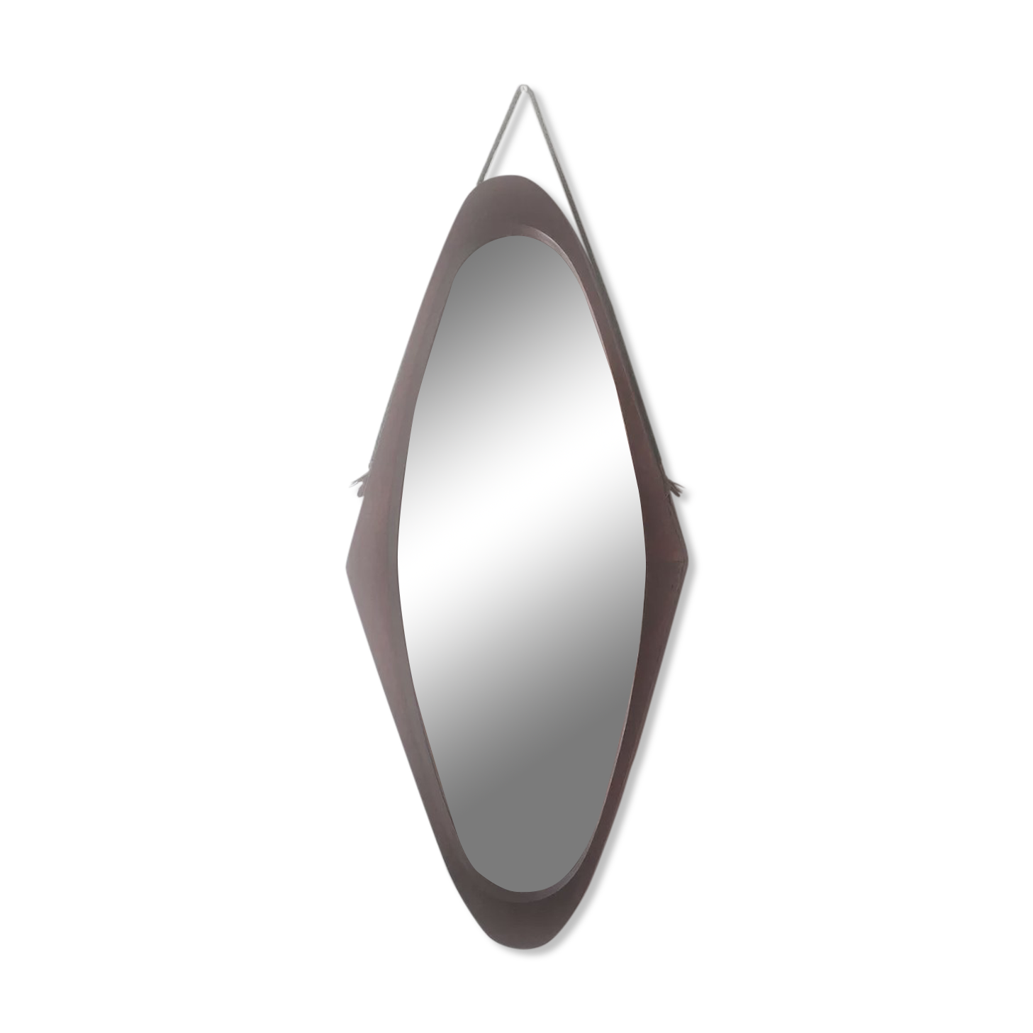 Italian free-form solid teak mirror