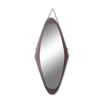 Italian free-form solid teak mirror