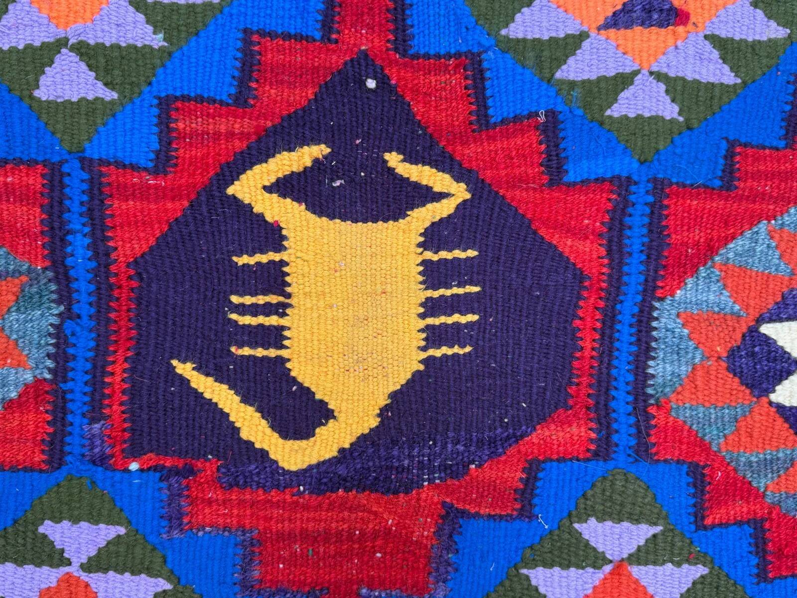Turkish kilim runner 295x90 cm, vintage kelim rug, eagles and scorpions 2513