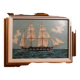 Old painting, oil on wood, schooner at sea, dated 1953, signed.