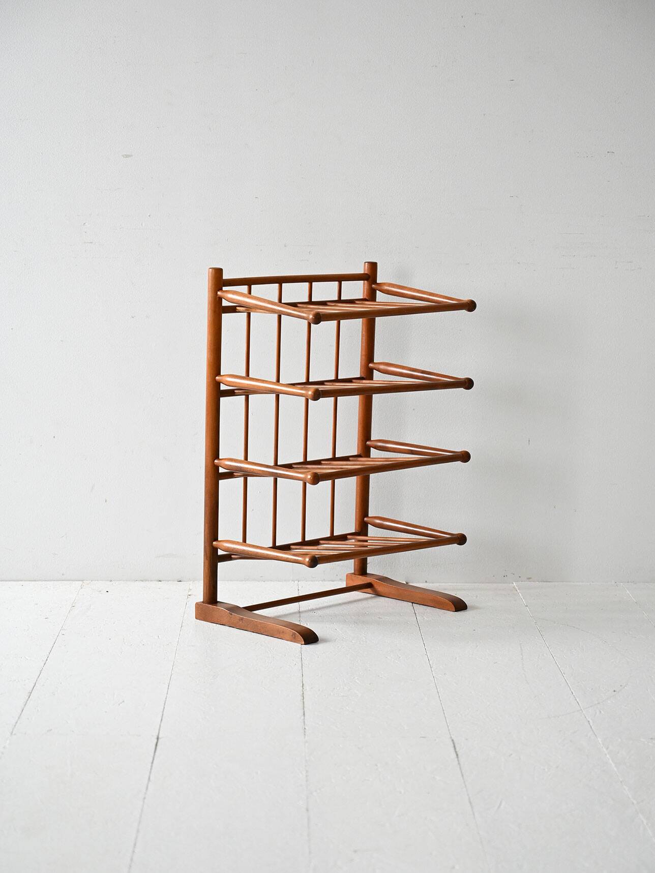 Vintage Scandinavian birch magazine rack 1940s