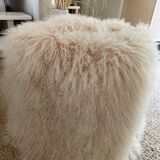 Pouf curl leather beige pink