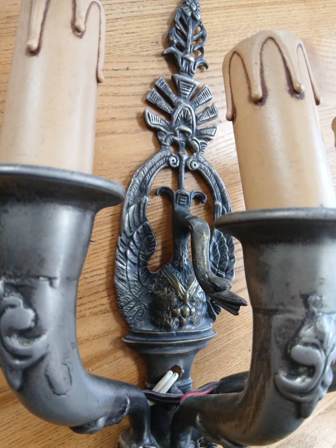 19th Century Empire Swan Bronze Wall Lamp