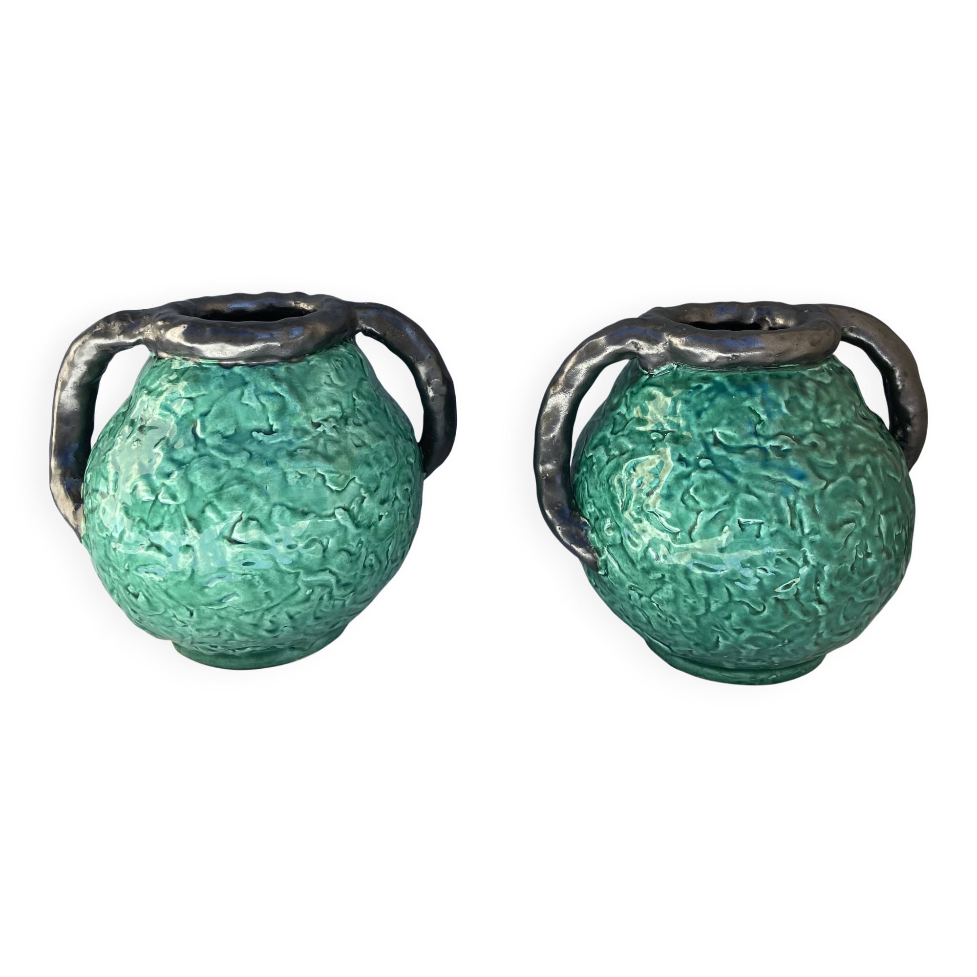 Pair of Jerome Massier vases, Vallauris, 1950s