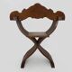 Vintage Savonarola chair with lion head, wood, Italy, 1950s