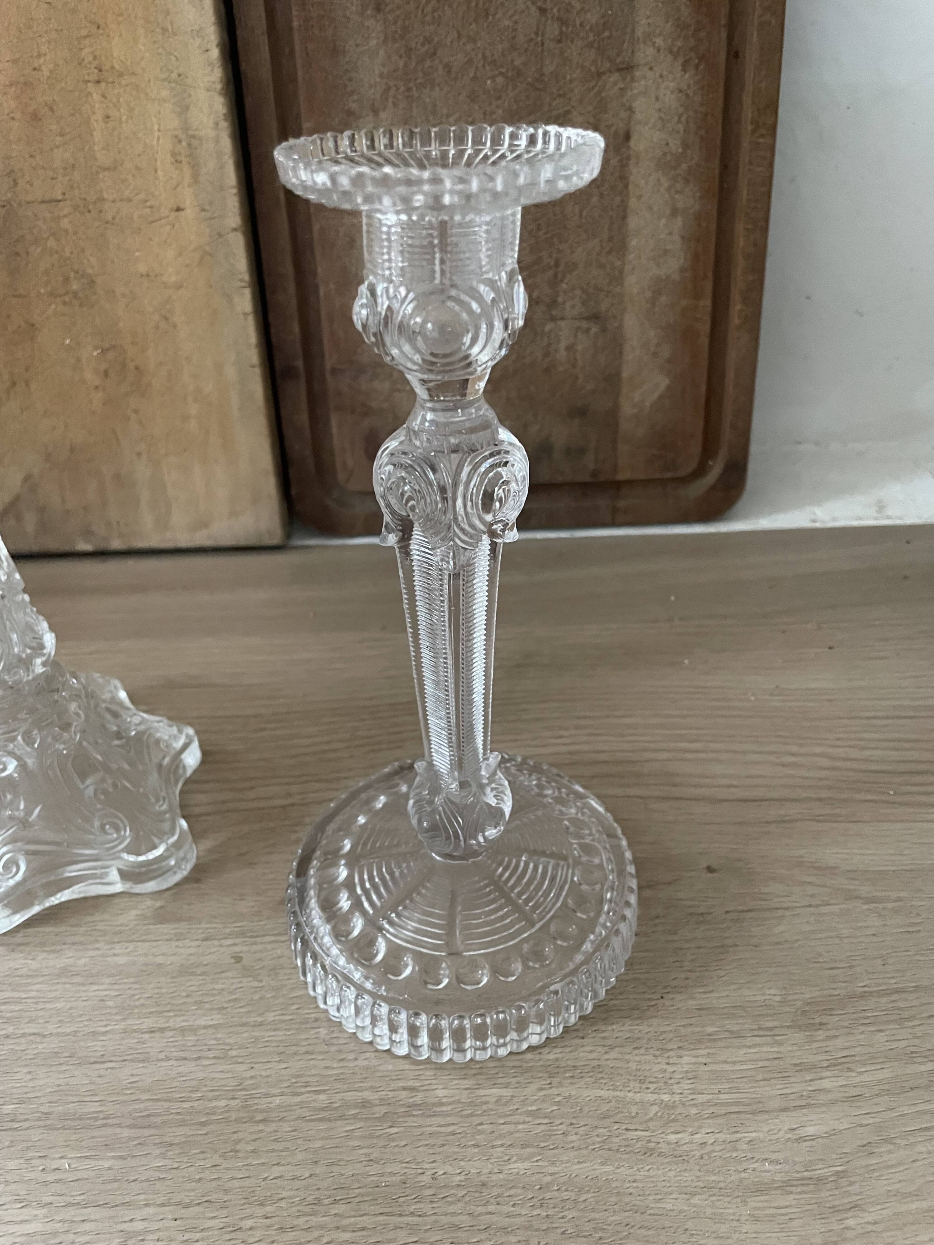 Lot of vintage glass candlesticks