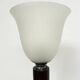 Mazda Art Deco floor lamp (1940s) – Stained wooden stem & frosted glass shade