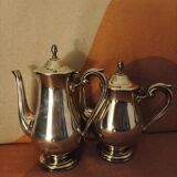 Set of 2 silver metal pourers punched and numbered