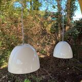 2 Danish white glass pendant lights (50s/60s)