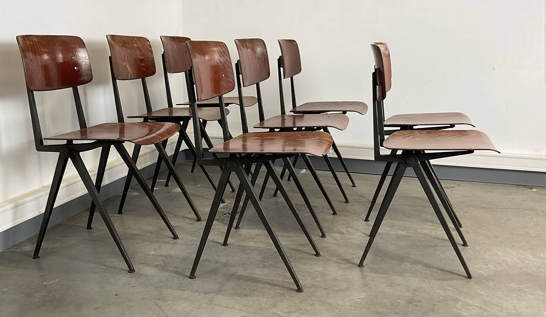 Lot de 8 chaises Spinstoel pour Marko années 60 Pays-Bas