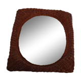 Vintage woven wicker mirror