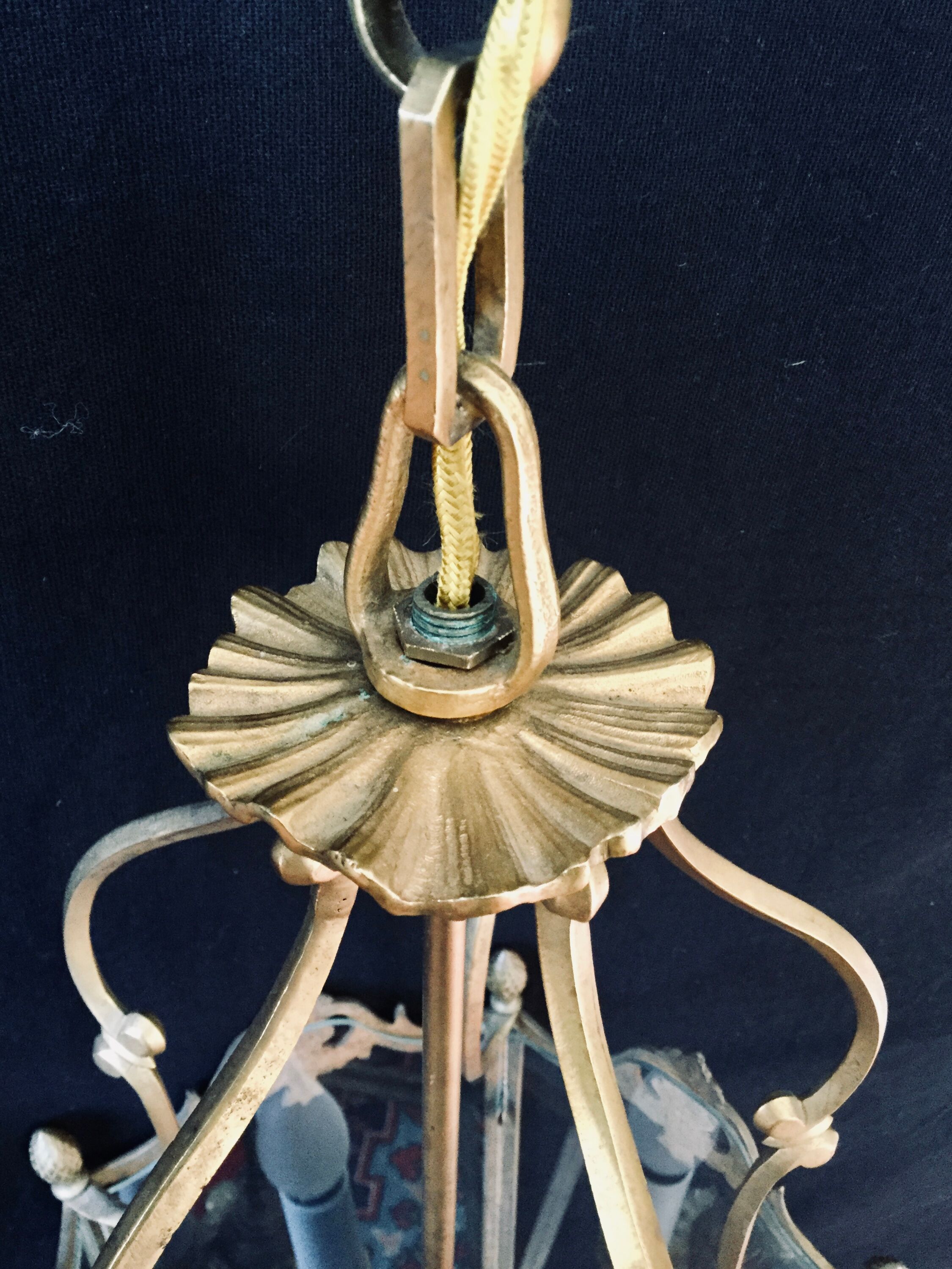 Lantern 3 lights bronze and brass