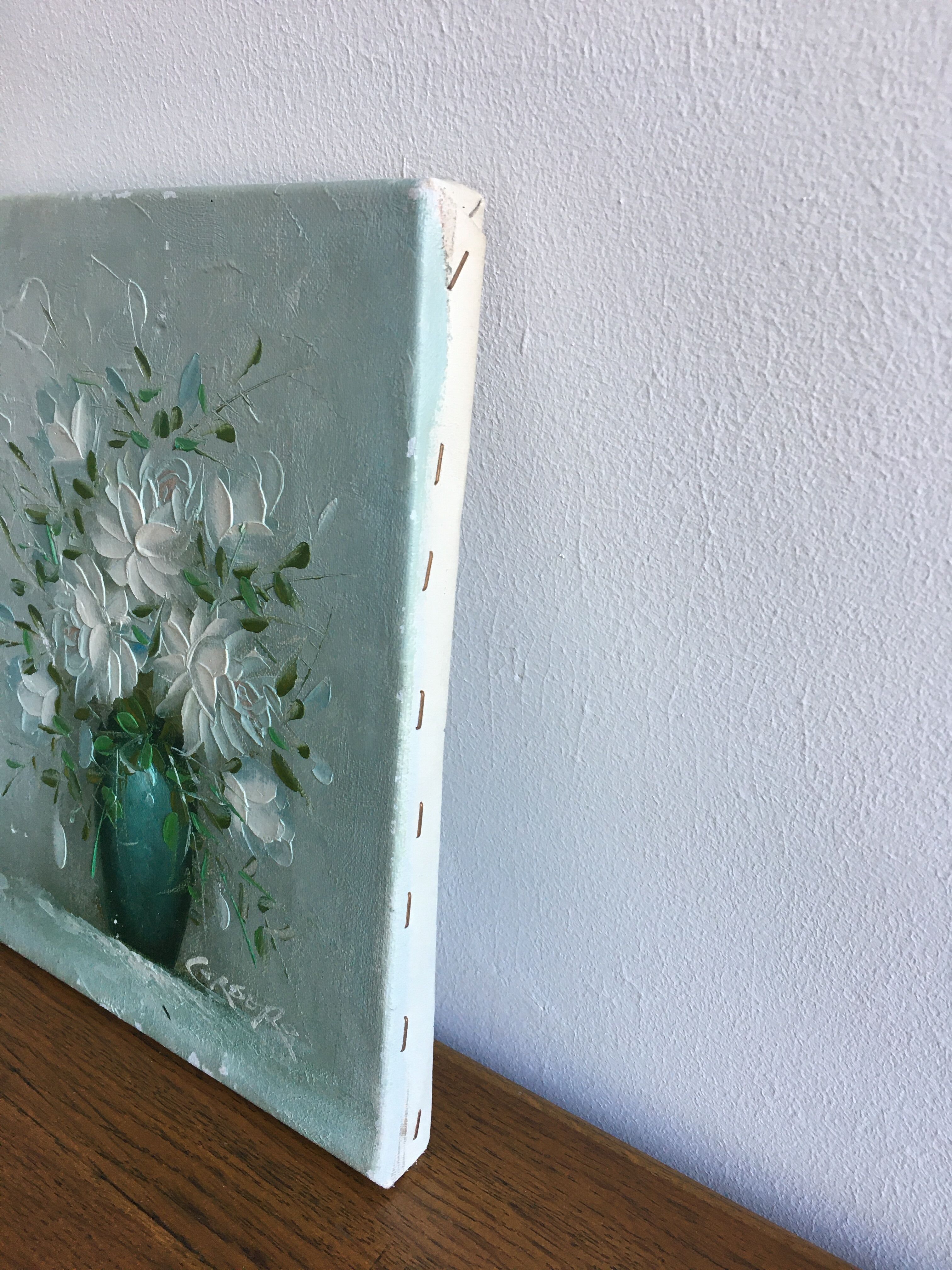 Peinture sur toile bouquet de fleurs blanches