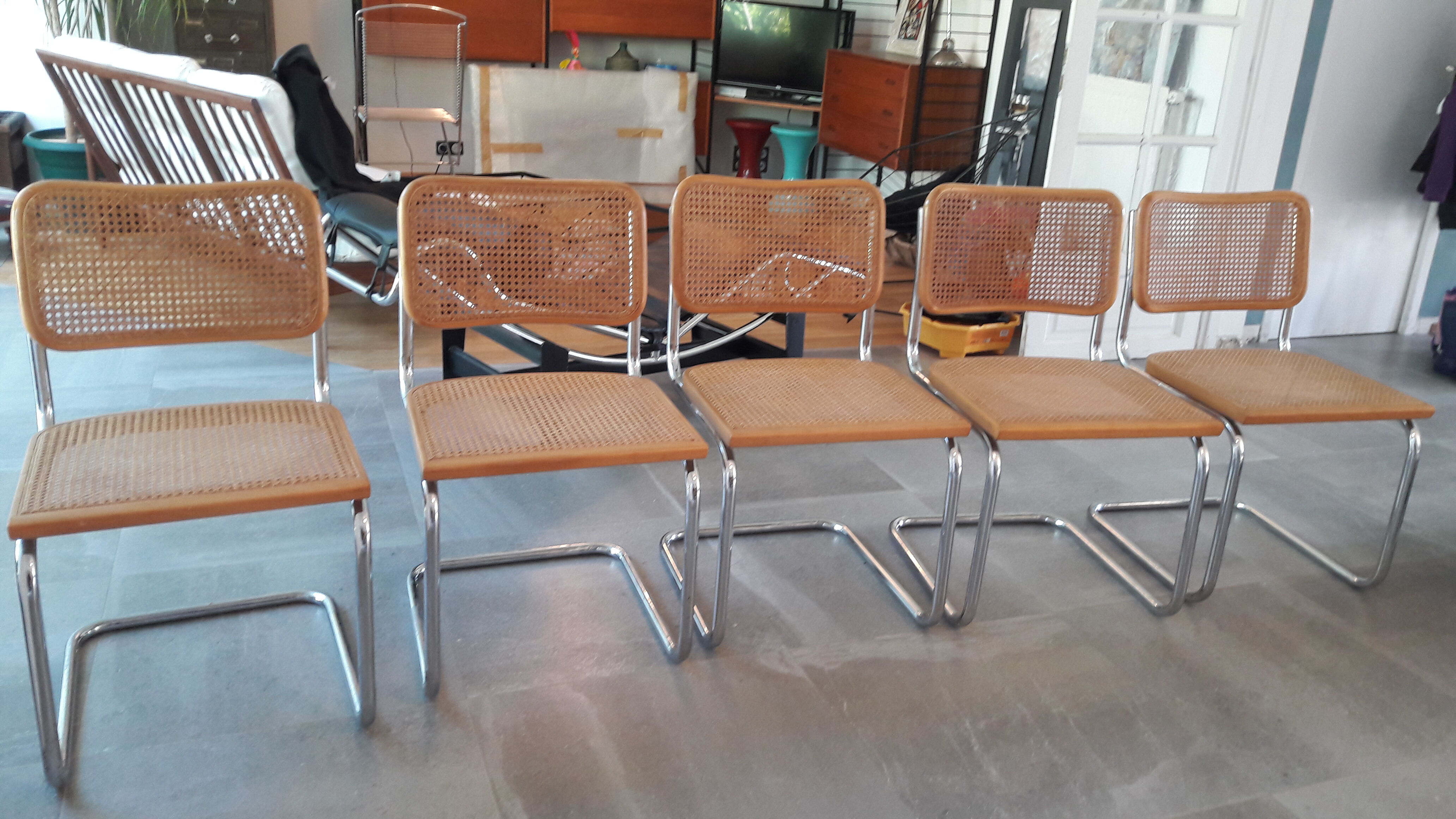 Set of 5 B32 Marcel Breuer cesca chairs