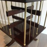 Rotating bookcase cabinet in mahogany and brass