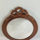 Antique oval mirror in carved wood – Louis XVI style, ribbon bow decoration, mid