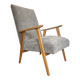 Fauteuil vintage retapissé en gris clair